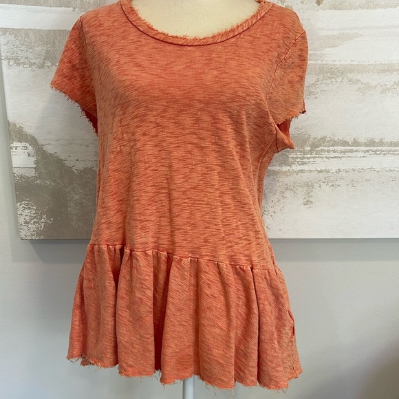 Altar’d State Orange Peplum Short Sleeve Top - Picture 1 of 5